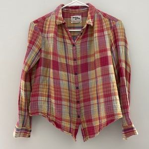 Anthropologie Holding horses plaid gauze button down size 0